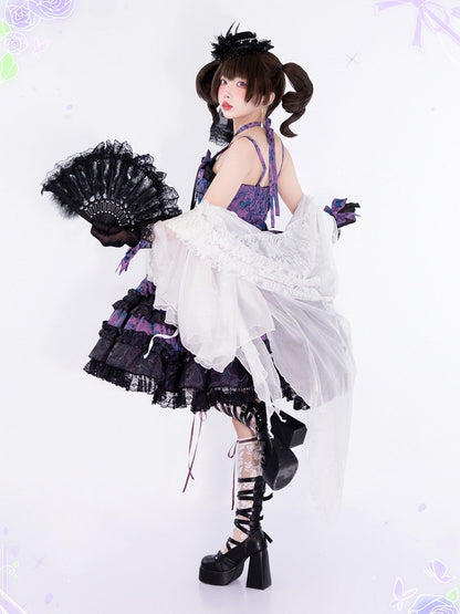 Ornate Lace Feather Fan in Black