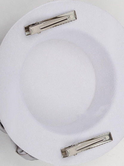 Hat Mini Pearl Rose Crisscross With Clips Gray