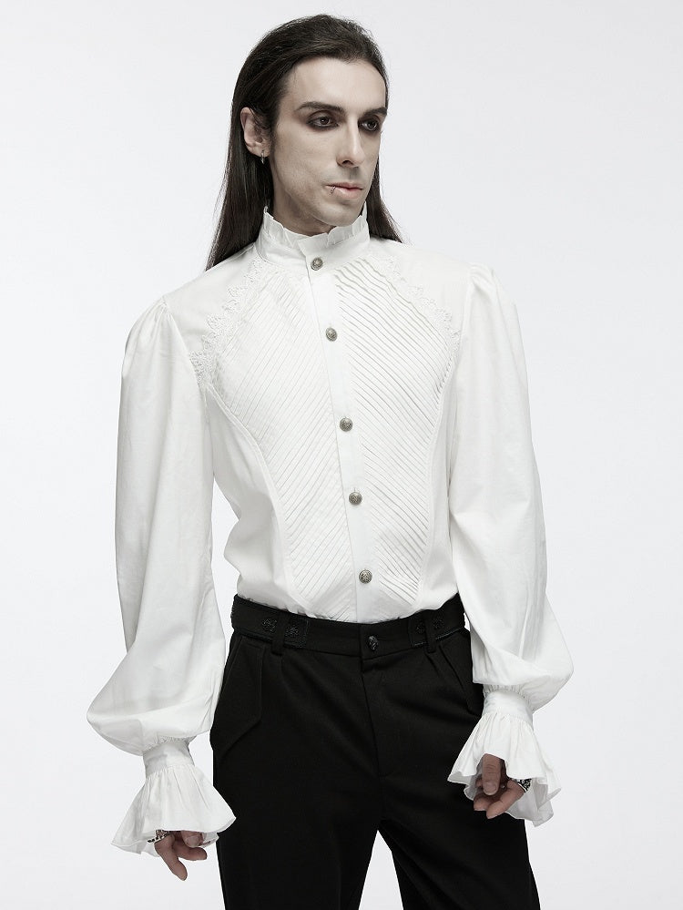 Shirt Goth White Palace Style Men's Retro