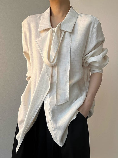 Apricot Lolita Fit Shirt Draping Long Ouji Loose Light Ribbon Retro with