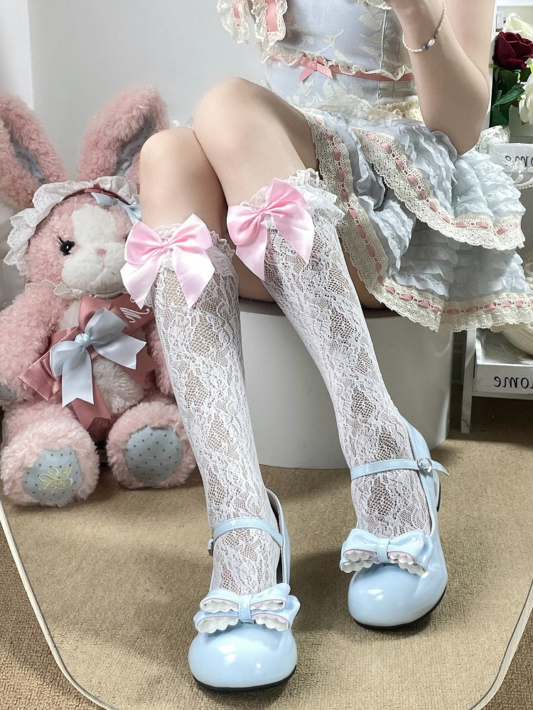 Big Lolita Lace (White) Bow Style Stockings