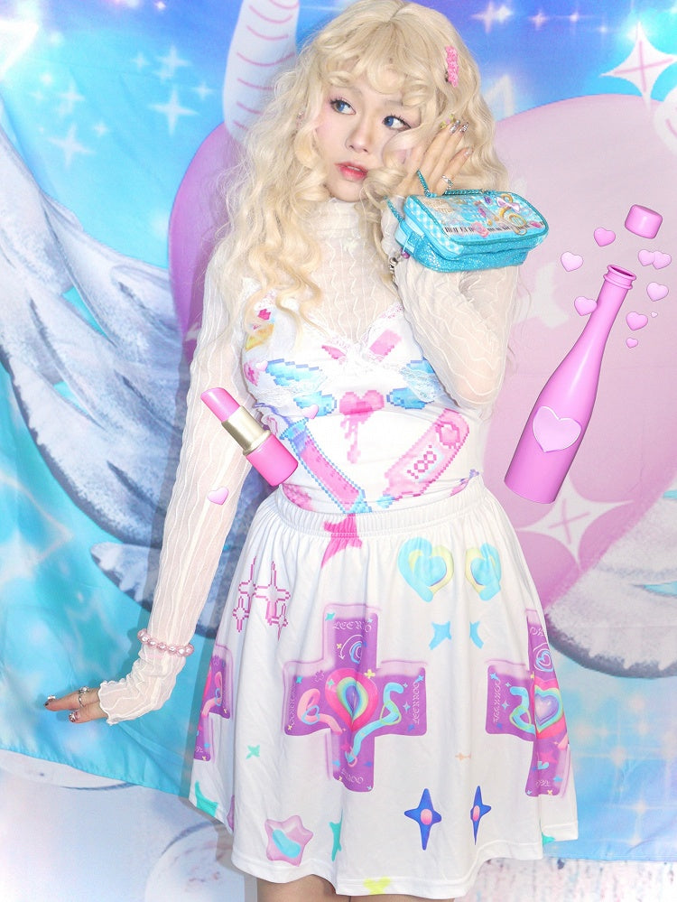 Kawaii Top Cami Spitze Y2K Yami Bunte Borte