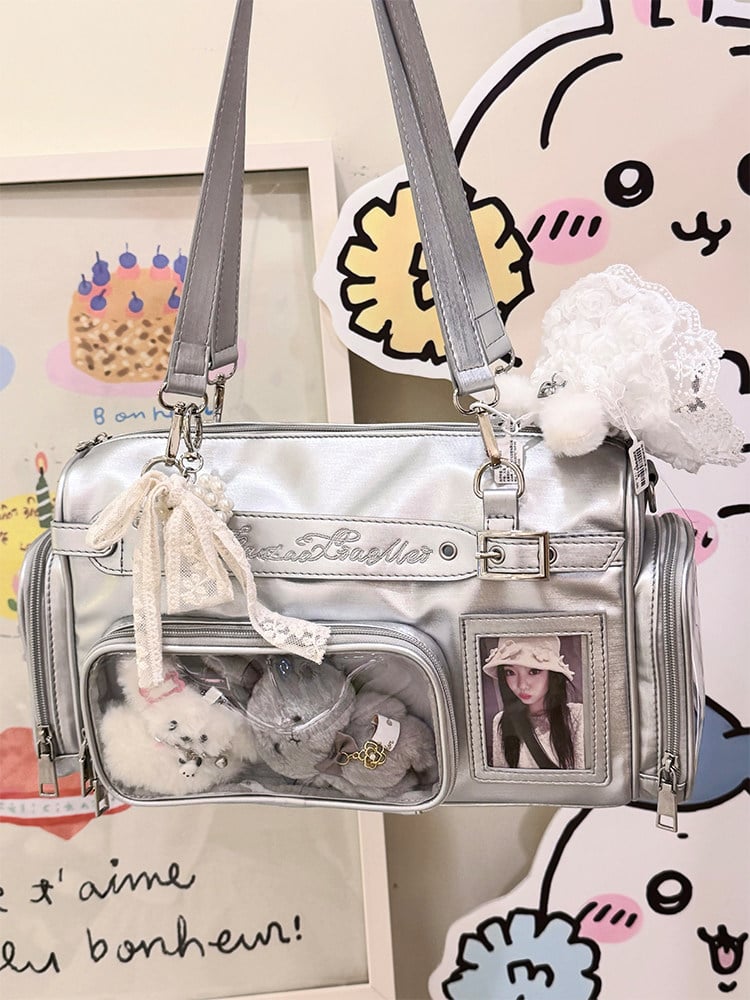 Silver Window Embroidery with Bag Letter Ita Display PU