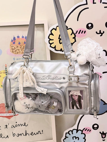 Silver Window Embroidery with Bag Letter Ita Display PU