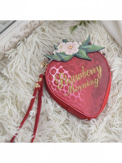 Strawberry Themed Lolita Wallet with Gold Embroidery - Morning Glory