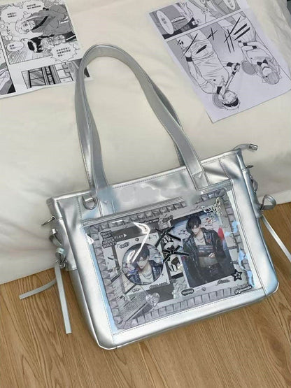 Tote Colors Accents Bag Side Tie 8 Ita with PU Bow