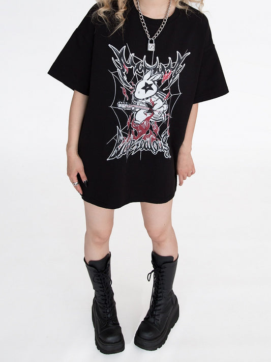 ポップパンク ブラックバニー オーバーサイズ Tシャツ