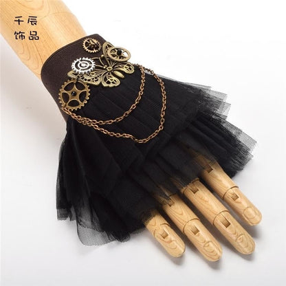 スチームパンク ロリータ バタフライギア ブラック リストカフ