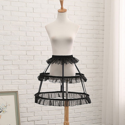 Adjustable Birdcage Fishbone Petticoat with Elastic Waist & Hollow Design in Black - Manilo
