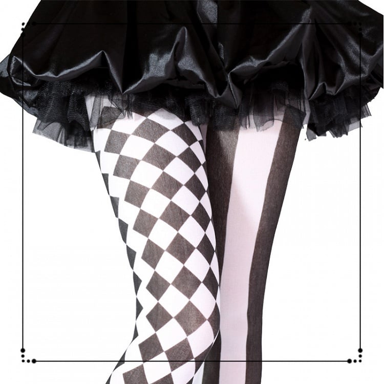 Vibes Asymmetrical Clown / Black Red Tights Circus Print