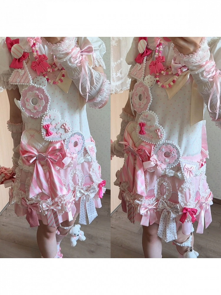 Heart Sash with Bow Details in Pink and White - sedef