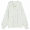 Pompons Decorated Pullover White Sweater