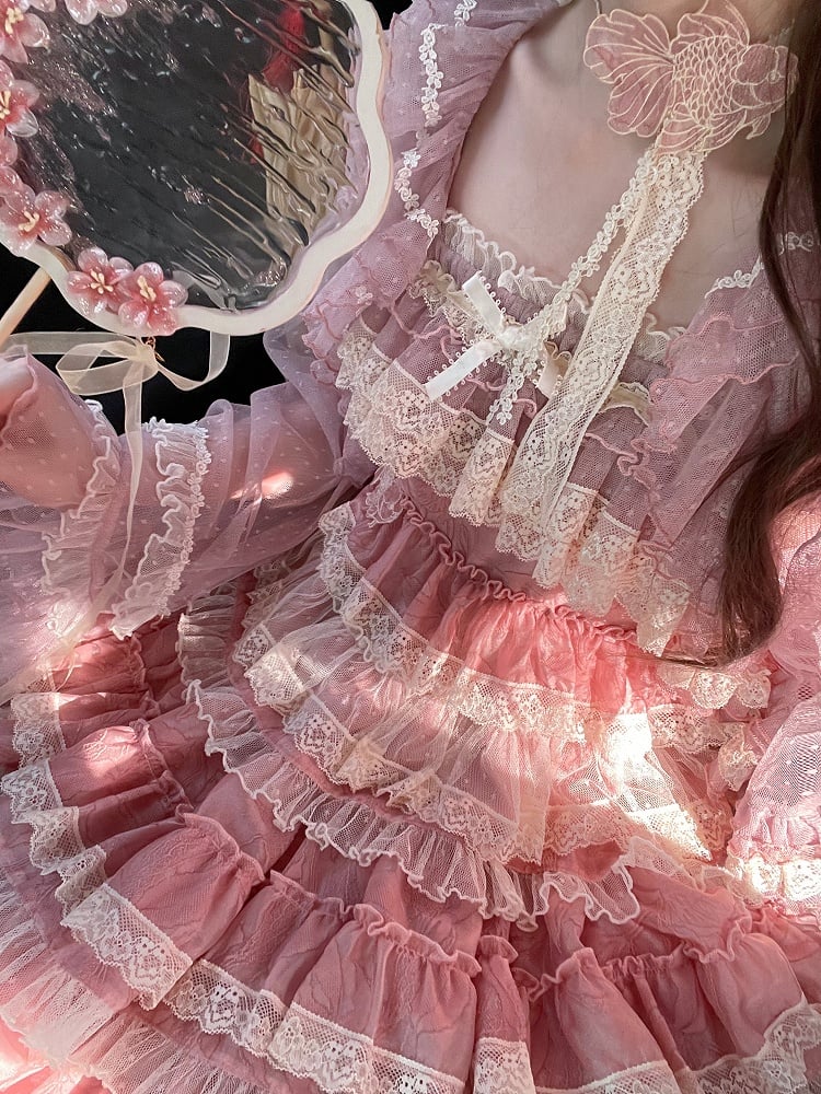 mit Lolita Sweet Choker Stickerei Spitze Goldfisch Pink/Blau/Grün