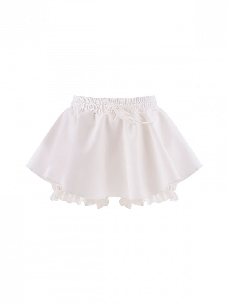 White Mini Skirt with Built-In Shorts - serendipity