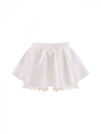 White Mini Skirt with Built-In Shorts - serendipity