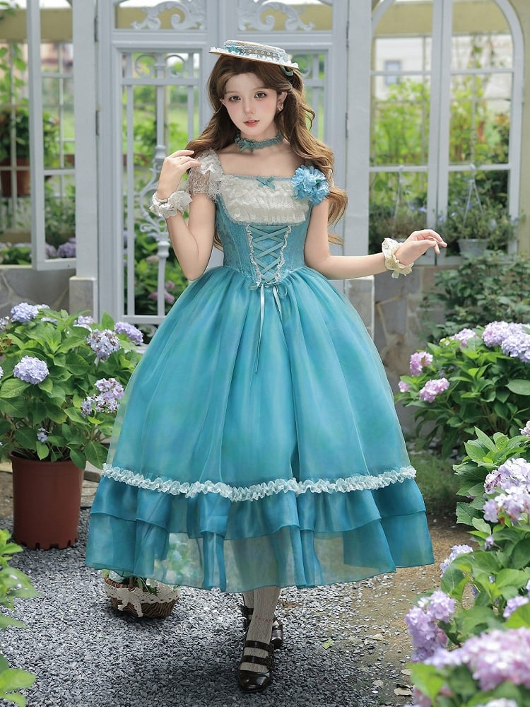 Blue Bow Mini Hat with Lace Trim - With PUJI