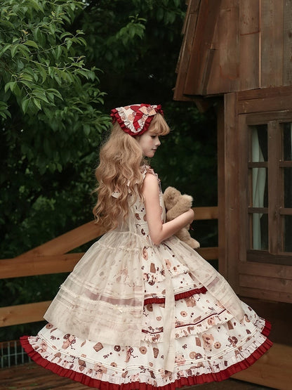 Schürze Süße Bowknots Beige Lolita mit