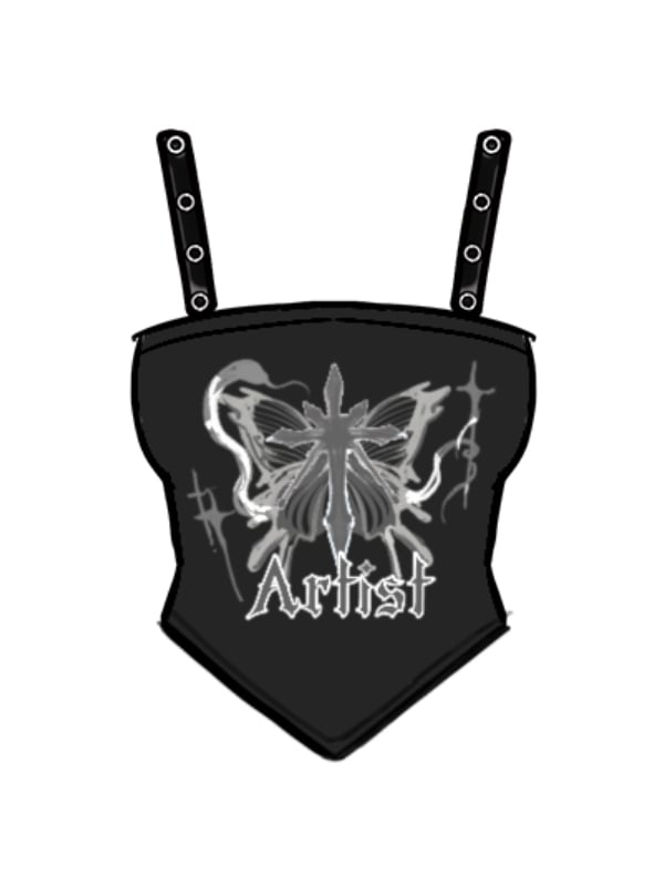 Plus Size Y2K Schmetterling Schwarz-Weiß Cami Top