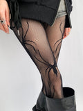 Pattern Black/White/Gray Spider Tights Fishnet