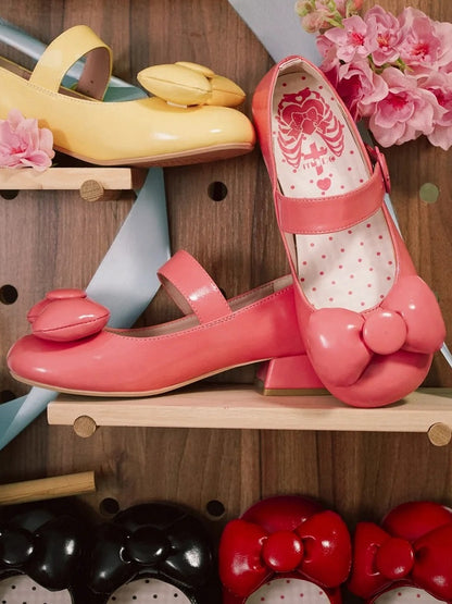 Mary Bow im Lolita-Top Pink Toe Janes - Sweet Heart Heels Schnalle Round Dark Low