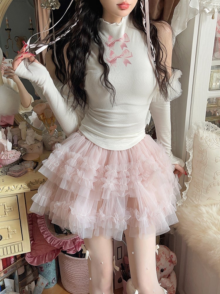 Lining With Mini Skirt Puffy Pink Tulle Tiered Shorts