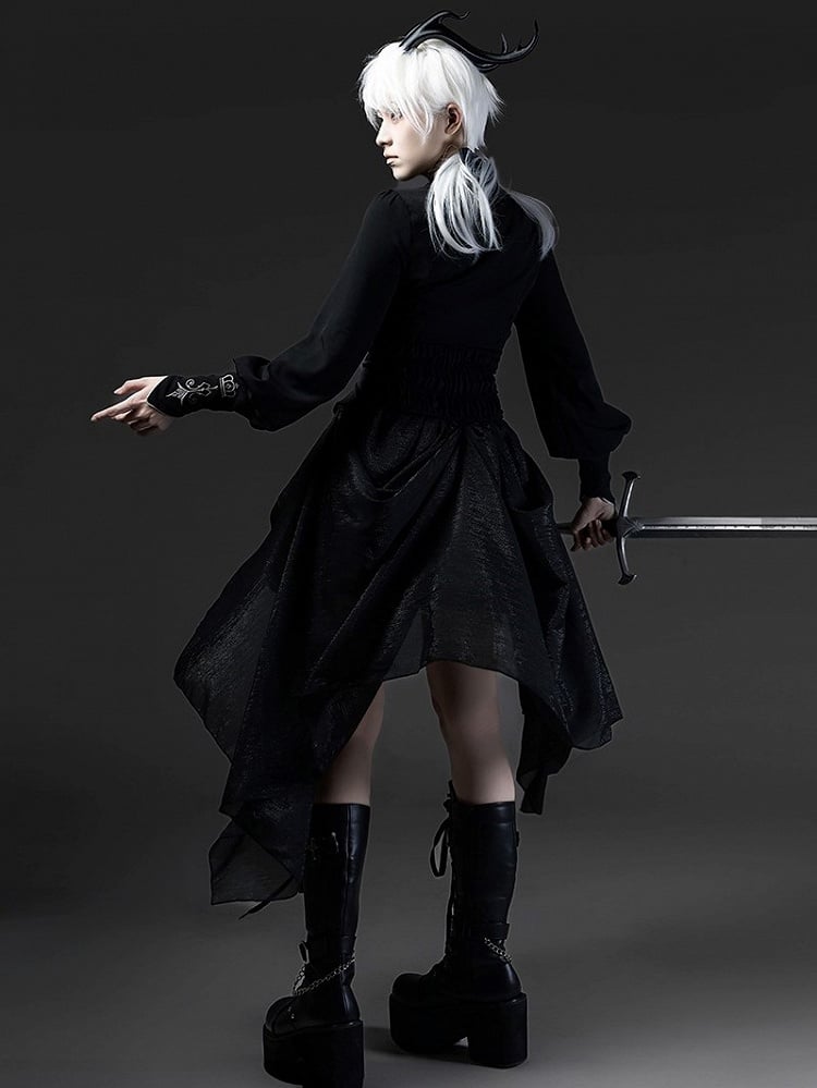 Black Ouji Lolita Blazer-Style Tailed Waistcoat - Ling Xi