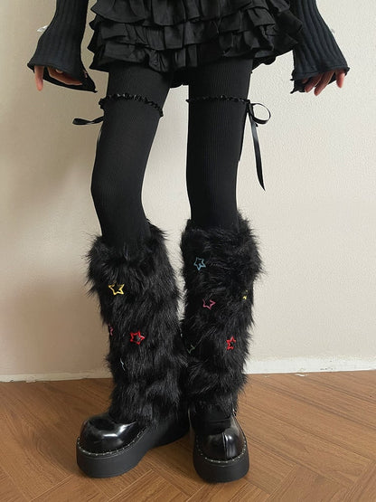 Colorful with Y2K Warmers Decorations Black/White Leg Star Plush