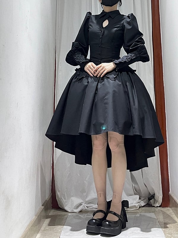 Skirt Lolita Gothic Black High-low