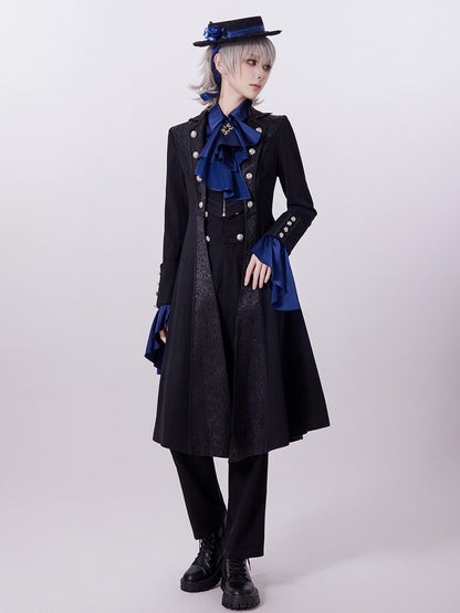 Black Zip Jacket with Jacquard Placket and Lace-Up Back Cutout - DevilInspired Exclusive Collection