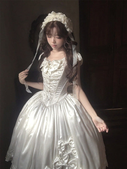 Classic White Lace Butterfly Lolita One-Piece - Snow Lolita