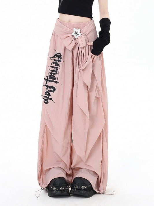 Accessory Pants Detachable Loose Pink with / Black Fit Cargo Waist Low