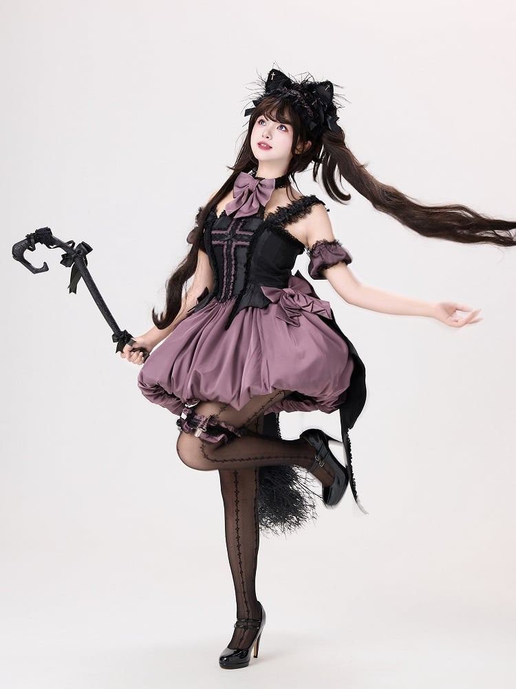 Haarband mit Katzenohren in Schwarz und Lila