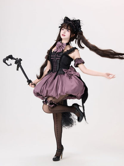 Haarband mit Katzenohren in Schwarz und Lila