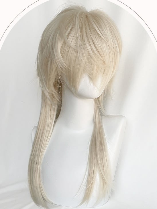 Blonde Long Straight Synthetic Wig With Bangs