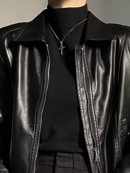 Fit Ouji Black Slim Sweater Long-Sleeve Lolita Turtleneck Unisex