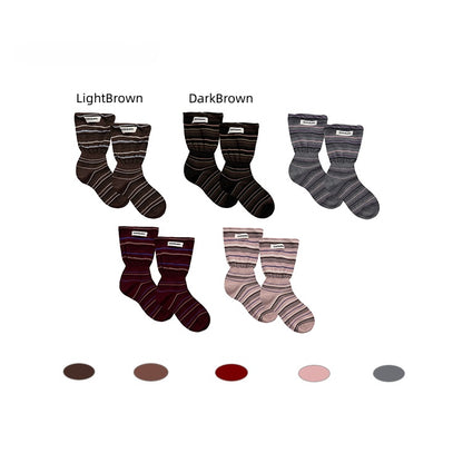 Toe Decoration Retro Patch Seamless 5 with Striped Cotton Pattern Socks Colors