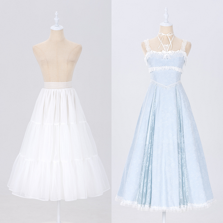 Long Daily Petticoat Layered 80cm White A-line