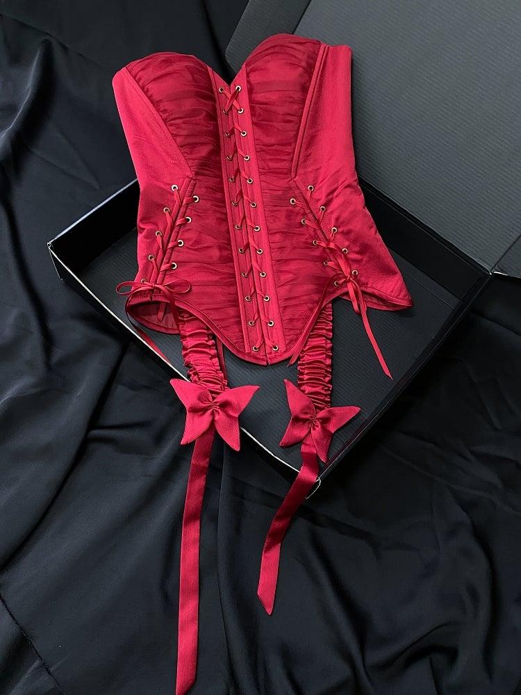 Corset Top Red Gothic Lolita Details Lace-up