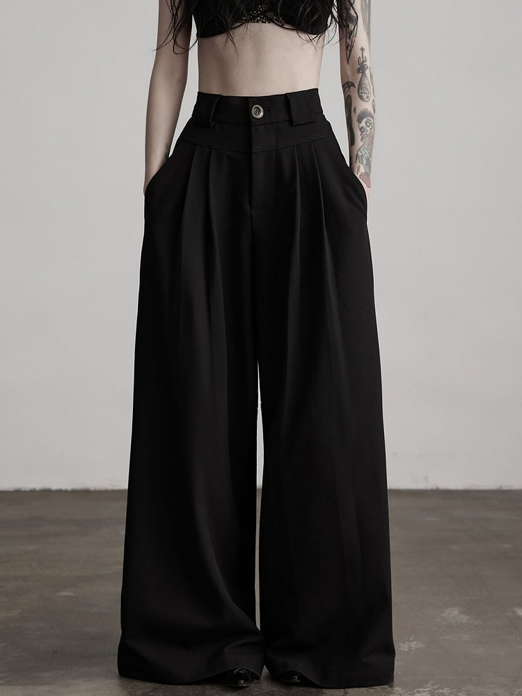 Pants Minimalist Black Wide-Leg
