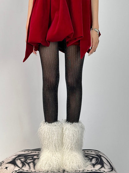 Black/Red/Gray/Brown Tights Pattern Striped