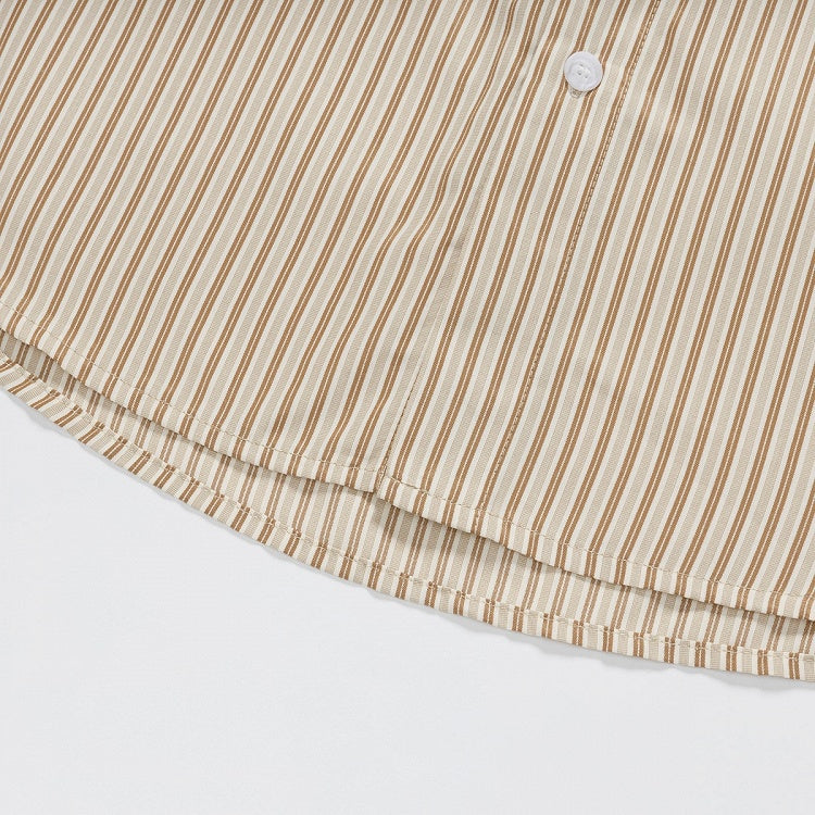 Apricot Striped Puppy Embroidered Tie Shirt - Languid Park