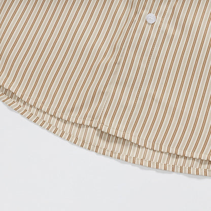 Apricot Striped Puppy Embroidered Tie Shirt - Languid Park