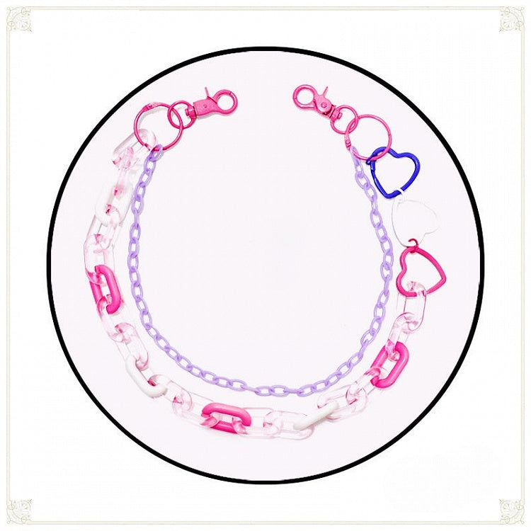 with Details Chain Heart Pink Kawaii Waist