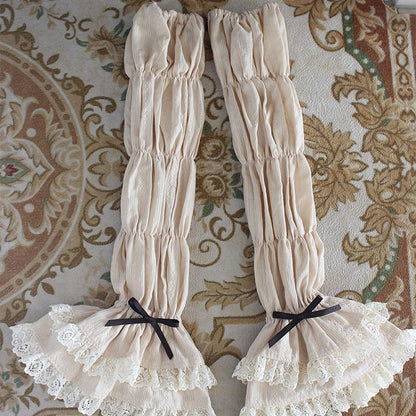 6 Options – Layered Bow and Lolita Trims Color Sleeves with Lace Accents Velvet