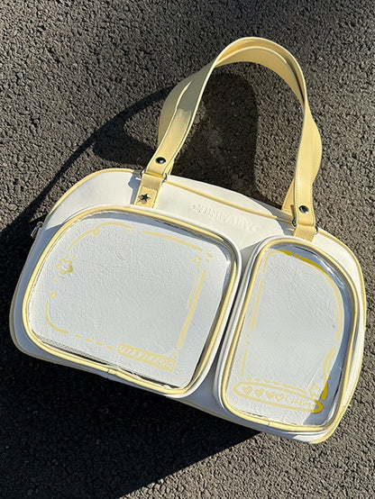 Creamy Yellow Contrast Trim Bread-shaped Ita Shoulder Bag