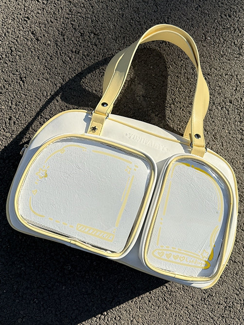 Creamy Yellow Contrast Trim Bread-shaped Ita Shoulder Bag