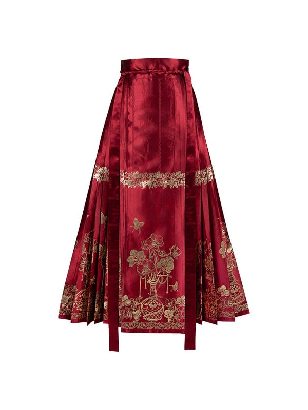 Golden Butterfly Horse-face Han Red Orchid Skirt with Lolita Motifs