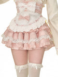 Pink Bow with Trim Lace Tiered Accents and Skirt Sweet