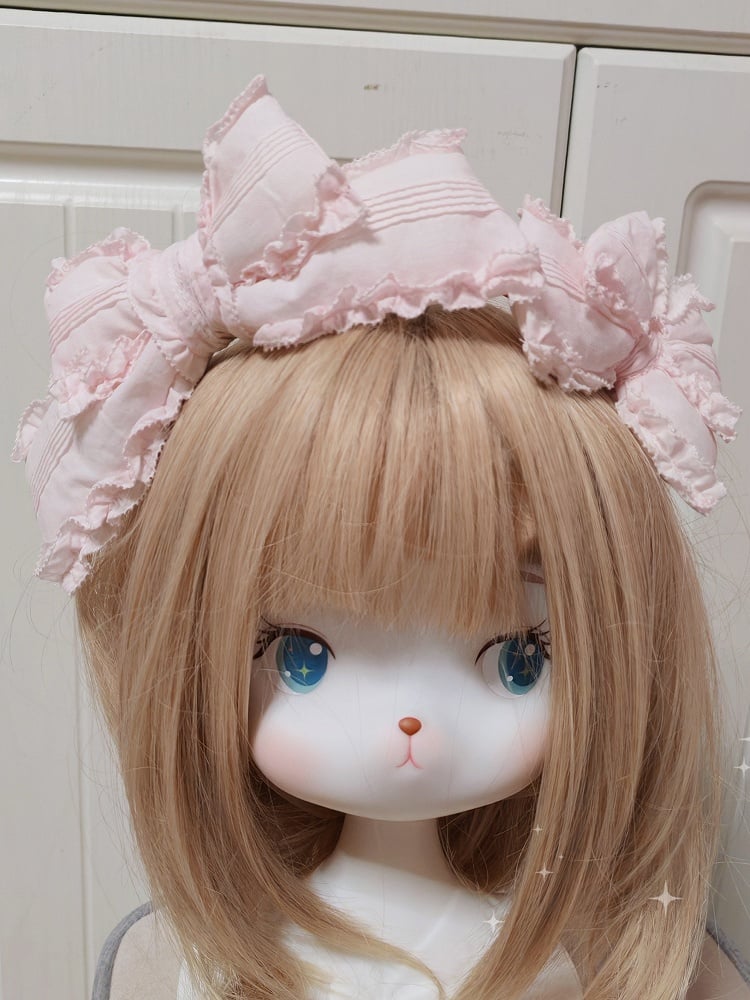 Lolita Pink Sweet Big Ruffled Light Bowknot KC