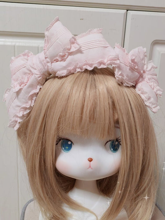 Lolita rose bonbon grands volants nœud léger KC